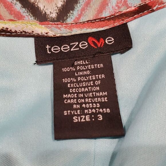 Teeze Me Sz 3 Multicolor Ombre Stripe Ruffle Sleeveless Summer Belted Dress 224 - Picture 8 of 9